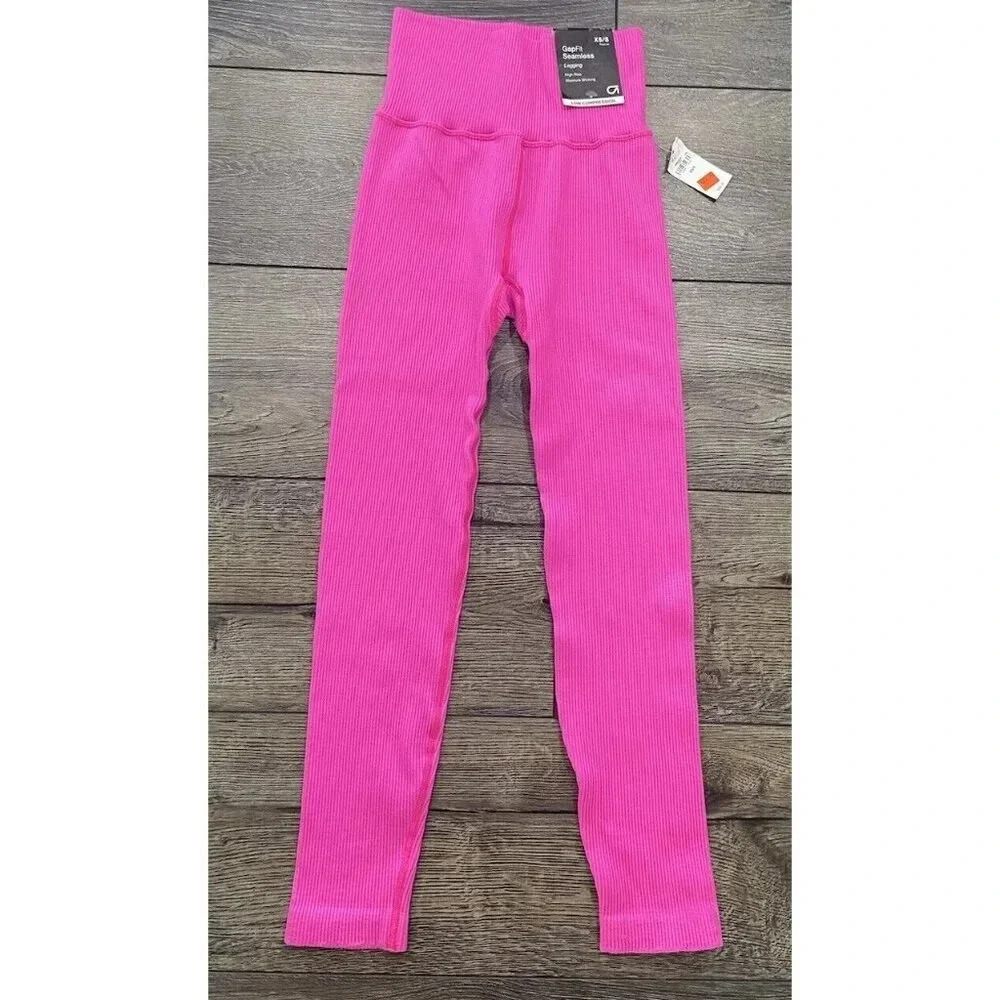 NWT Gap Fit Seamless Leggings High Rise Low Compression Hot Pink XS New